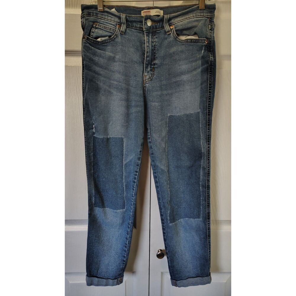 Signature by Levi Strauss Heritage Boyfriend Patchwork Jeans Size 6